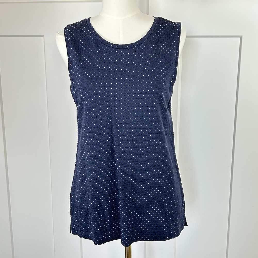Banana Republic Sleeveless Shirt - Women's Medium -Navy‎ Tank w/Small White Dots